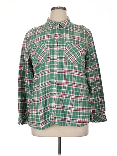 Pre-owned Croft & Barrow Long Sleeve Button Down Shirt In Green