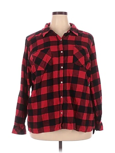 Pre-owned Croft & Barrow Long Sleeve Button Down Shirt In Red