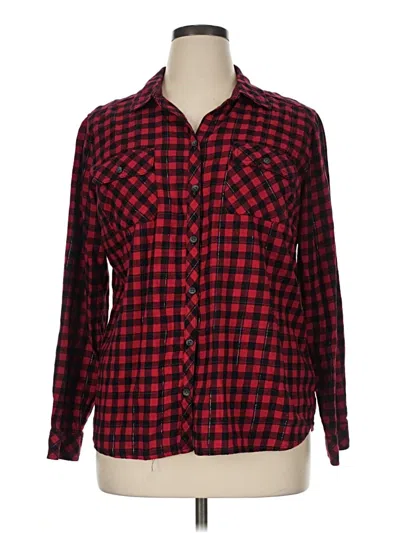 Pre-owned Croft & Barrow Long Sleeve Button Down Shirt In Red