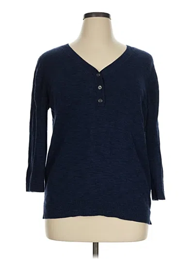 Pre-owned Croft & Barrow Long Sleeve Henley Shirt In Blue