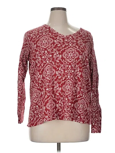 Pre-owned Croft & Barrow Long Sleeve Henley Shirt In Burgundy