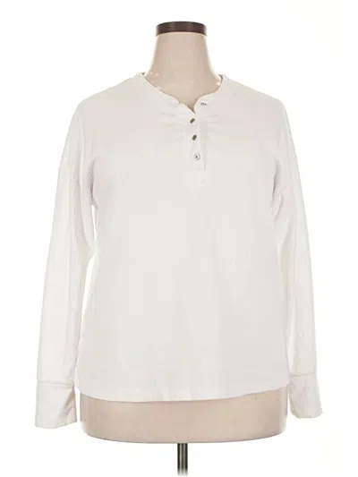 Pre-owned Croft & Barrow Long Sleeve Henley Shirt In Ivory