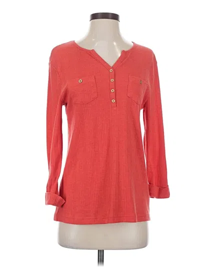 Pre-owned Croft & Barrow Long Sleeve Henley Shirt In Red