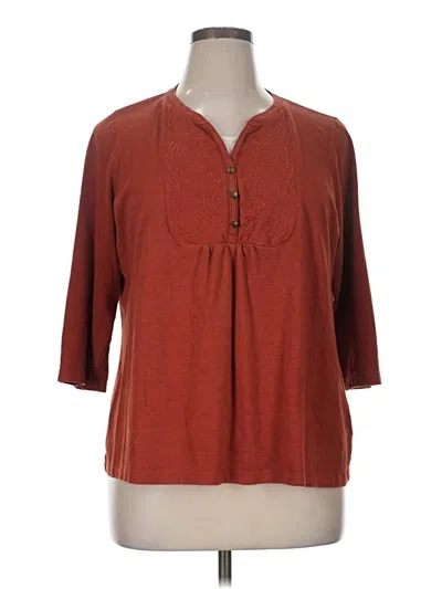 Pre-owned Croft & Barrow Long Sleeve Henley Shirt In Red