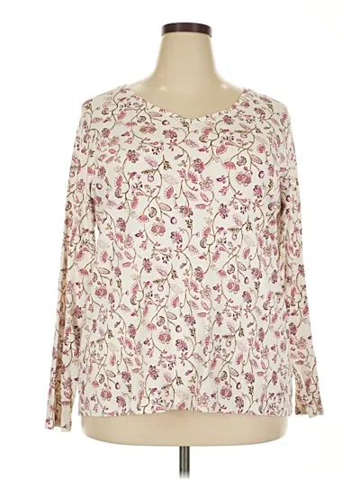 Pre-owned Croft & Barrow Long Sleeve Henley Shirt In White