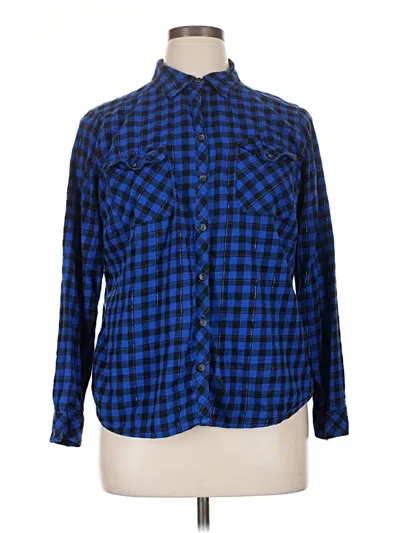 Pre-owned Croft & Barrow Long Sleeve Polo Shirt In Blue