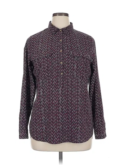 Pre-owned Croft & Barrow Long Sleeve Polo Shirt In Purple