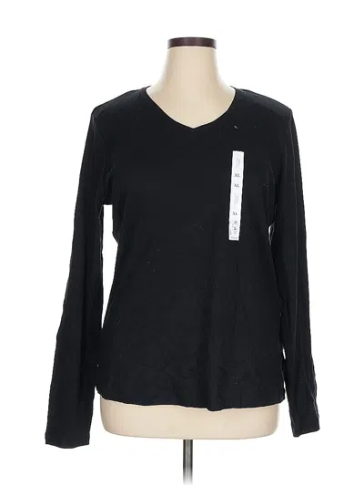 Pre-owned Croft & Barrow Long Sleeve Top Black V Neck Tops