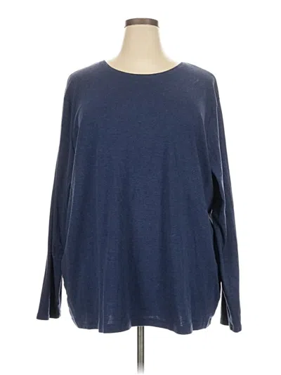 Pre-owned Croft & Barrow Long Sleeve Top Blue Crew Neck Tops