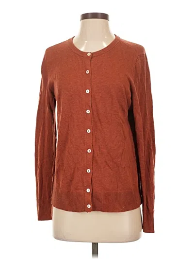Pre-owned Croft & Barrow Long Sleeve Top Brown Crew Neck Tops