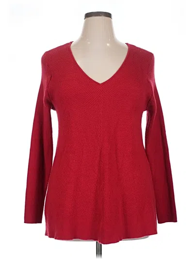 Pre-owned Croft & Barrow Long Sleeve Top Red V-neck Tops