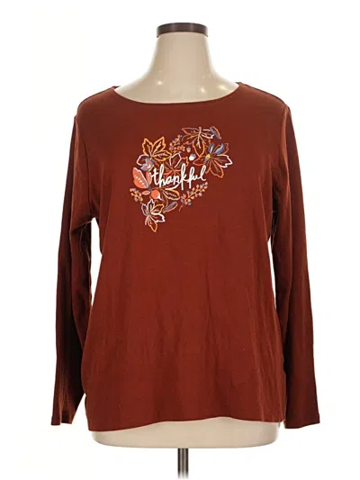 Pre-owned Croft & Barrow Long Sleeve T-shirt In Brown
