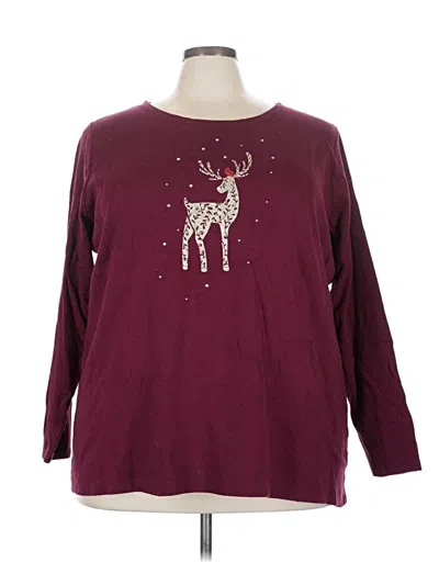 Pre-owned Croft & Barrow Long Sleeve T-shirt In Burgundy