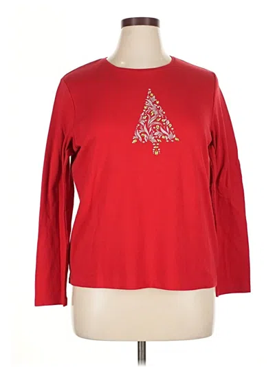 Pre-owned Croft & Barrow Long Sleeve T-shirt In Red