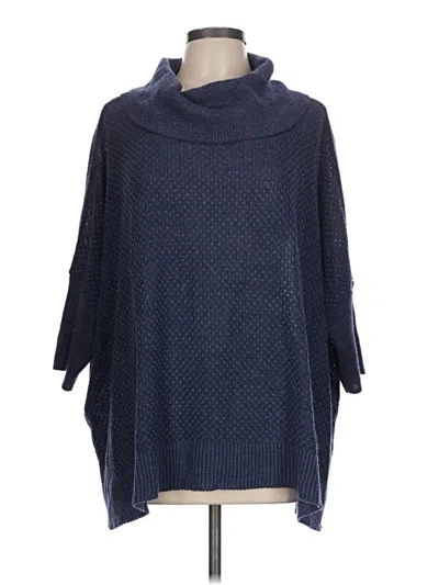 Pre-owned Croft & Barrow Poncho In Blue
