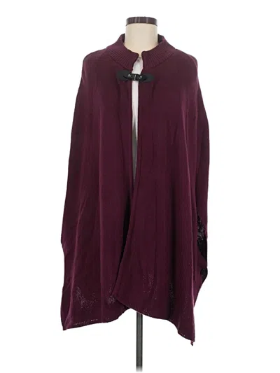 Pre-owned Croft & Barrow Poncho In Burgundy