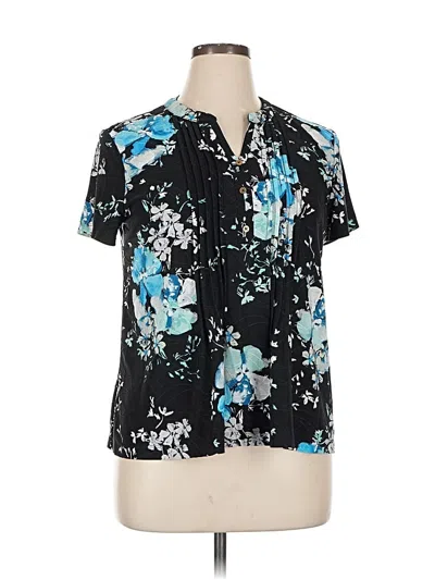 Pre-owned Croft & Barrow Short Sleeve Blouse In Black