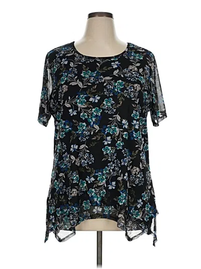 Pre-owned Croft & Barrow Short Sleeve Blouse In Black