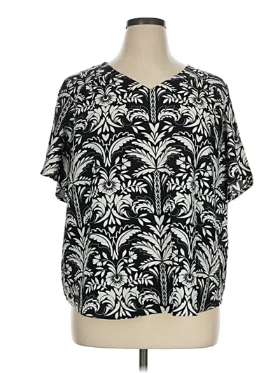 Pre-owned Croft & Barrow Short Sleeve Blouse In Black