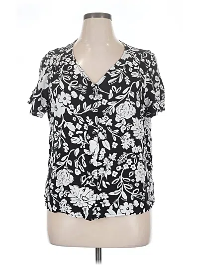 Pre-owned Croft & Barrow Short Sleeve Blouse In Black