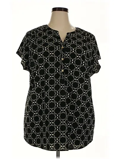 Pre-owned Croft & Barrow Short Sleeve Blouse In Black