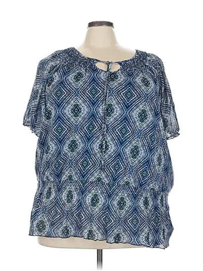 Pre-owned Croft & Barrow Short Sleeve Blouse In Blue