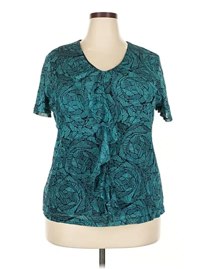Pre-owned Croft & Barrow Short Sleeve Blouse In Blue