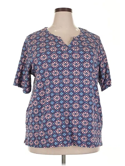 Pre-owned Croft & Barrow Short Sleeve Blouse In Blue