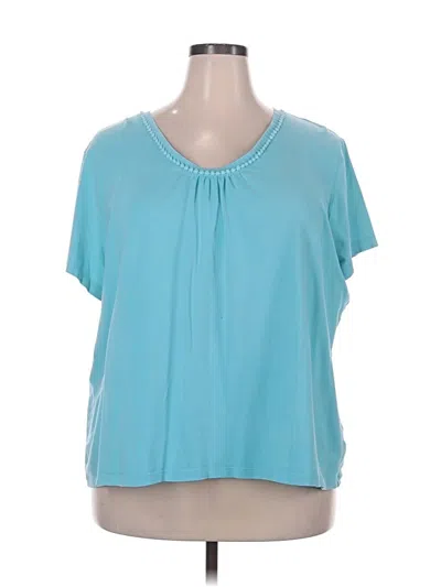 Pre-owned Croft & Barrow Short Sleeve Blouse In Blue