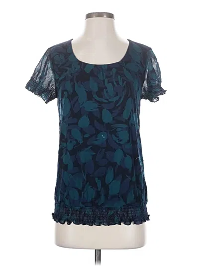 Pre-owned Croft & Barrow Short Sleeve Blouse In Blue