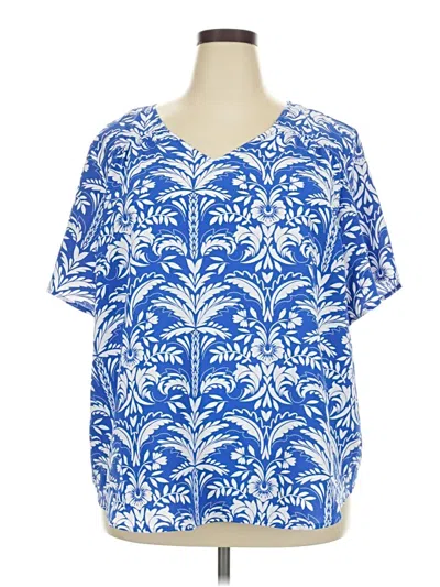 Pre-owned Croft & Barrow Short Sleeve Blouse In Blue