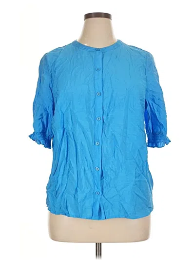 Pre-owned Croft & Barrow Short Sleeve Blouse In Blue
