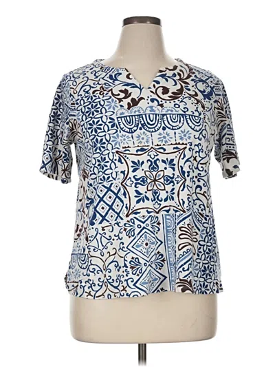 Pre-owned Croft & Barrow Short Sleeve Blouse In Blue