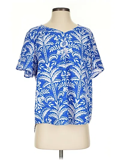 Pre-owned Croft & Barrow Short Sleeve Blouse In Blue