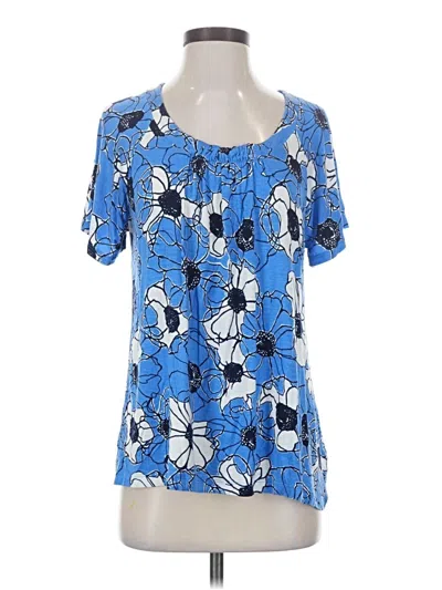 Pre-owned Croft & Barrow Short Sleeve Blouse In Blue