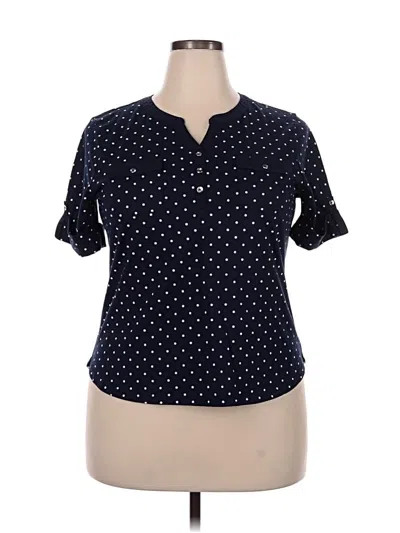 Pre-owned Croft & Barrow Short Sleeve Blouse In Blue