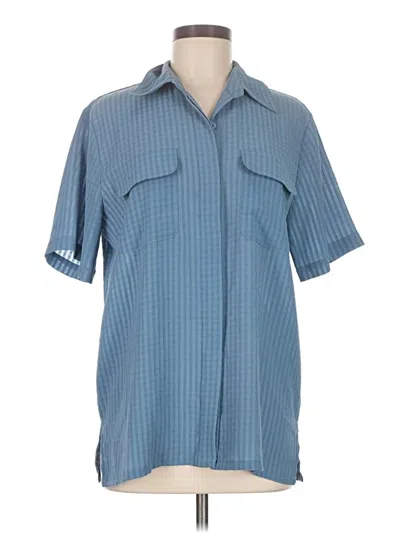 Pre-owned Croft & Barrow Short Sleeve Blouse In Blue