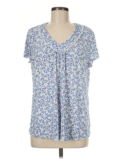 Pre-owned Croft & Barrow Short Sleeve Blouse In Blue