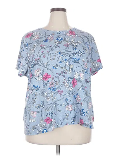 Pre-owned Croft & Barrow Short Sleeve Blouse In Blue