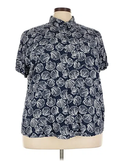 Pre-owned Croft & Barrow Short Sleeve Blouse In Blue