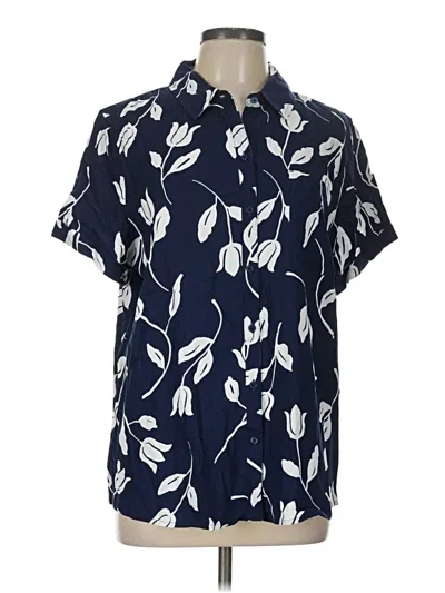 Pre-owned Croft & Barrow Short Sleeve Blouse In Blue