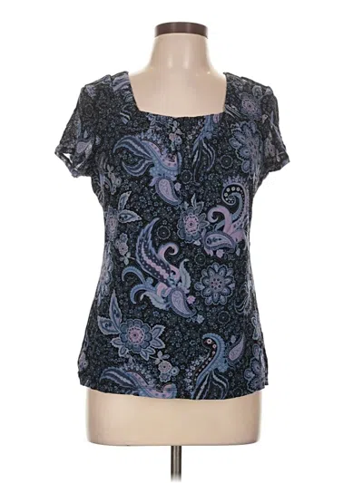 Pre-owned Croft & Barrow Short Sleeve Blouse In Blue