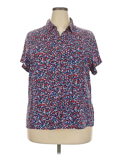 Pre-owned Croft & Barrow Short Sleeve Blouse In Blue