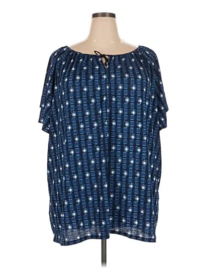 Pre-owned Croft & Barrow Short Sleeve Blouse In Blue