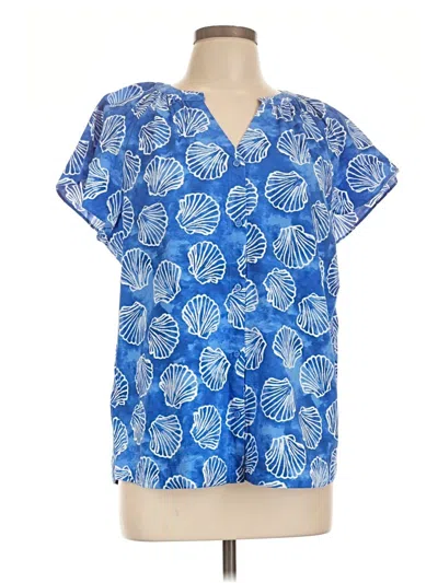 Pre-owned Croft & Barrow Short Sleeve Blouse In Blue