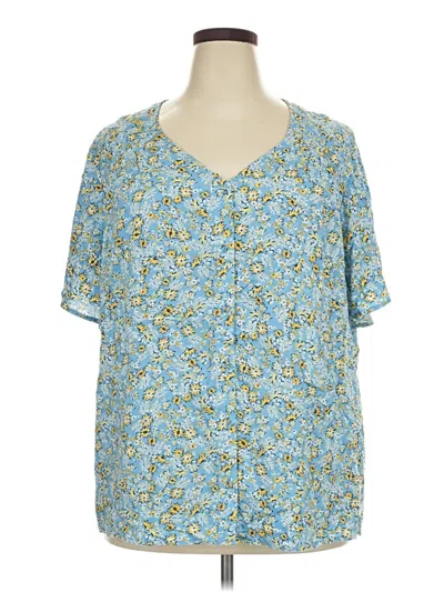Pre-owned Croft & Barrow Short Sleeve Blouse In Blue