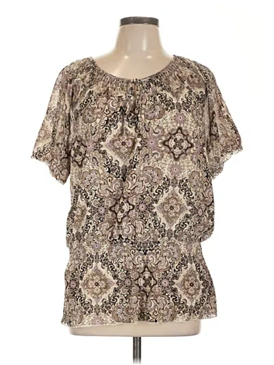 Pre-owned Croft & Barrow Short Sleeve Blouse In Brown