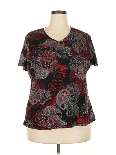 Pre-owned Croft & Barrow Short Sleeve Blouse In Burgundy