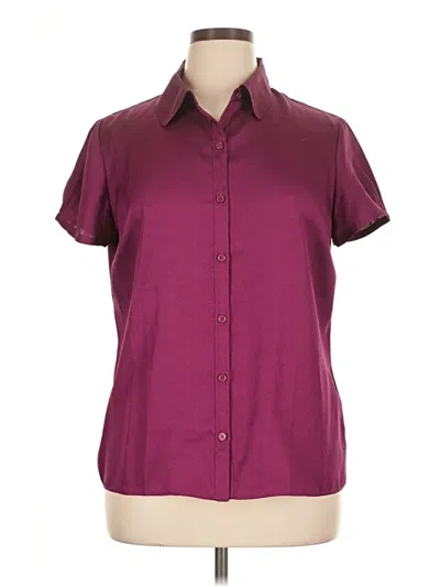 Pre-owned Croft & Barrow Short Sleeve Blouse In Burgundy
