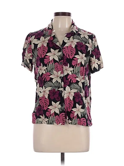 Pre-owned Croft & Barrow Short Sleeve Blouse In Burgundy